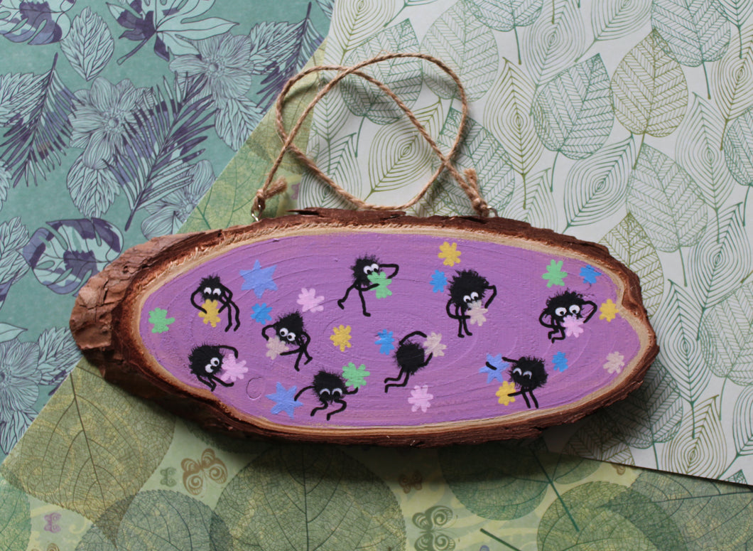 Soot Sprites Small Hanging Plaque (Purple)